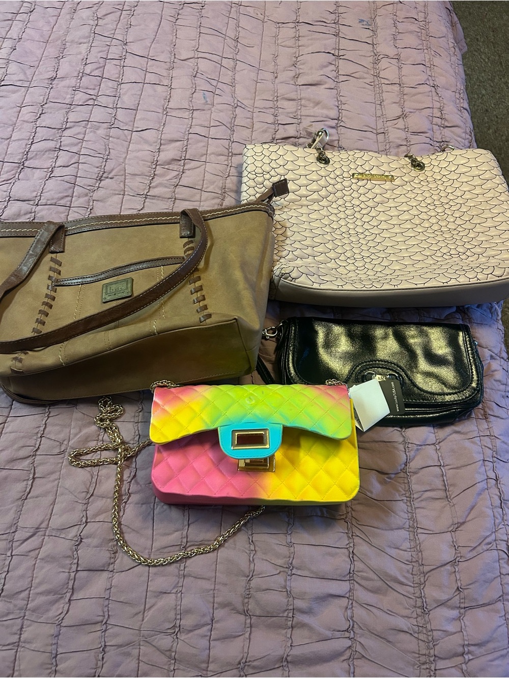 4 assorted handbags